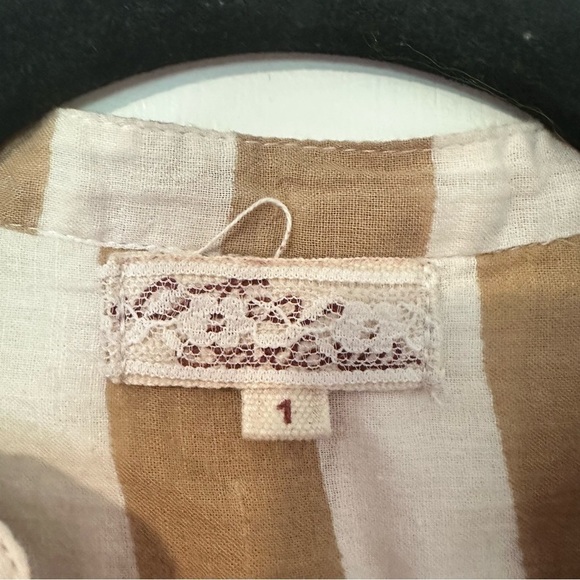 Antica Sartoria Striped Coral Print Embellished Button Down Blouse - Picture 5 of 7